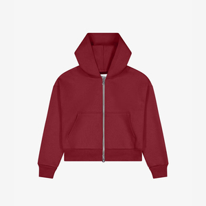Sudadera con capucha personalizada de alta calidad, estilo streetwear, 100% algodón French Terry, teñido liso, color borgoña, estilo vintage, corte holgado, con cremallera. - Product Image 1