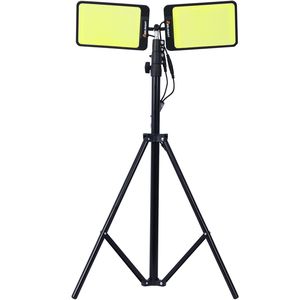 Lampada da Lavoro LED Portatile 11200 Lumen con Supporto a Treppiede a Doppia Testa, Alimentazione AC/DC per Costruzioni Esterne - Product Image 1