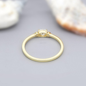Anillo de Bodas de moda de este a oeste, oro amarillo sólido con moissanita de corte ovalado y siete piedras de corte lateral para Aniversario de compromiso - Product Image 4