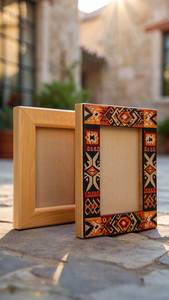 Handmade Rustic Wooden Photo Frame Rectangular Vertical Tabletop Decor With Natural <b>Wood</b> <b>Slice</b> Border - Product Image 5