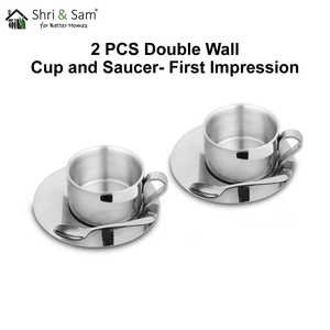 Ensemble de tasses et soucoupes en acier inoxydable à double paroi, collection première impression, 2 pièces - Product Image 3