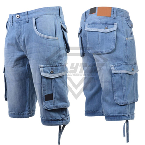 Pantalones Cortos Cargo de Mezclilla Lavado Claro para Hombre, con Múltiples Bolsillos, Estilo Casual y Utilitario, Fabricados en Algodón Pesado, Ideales para Verano - Product Image 5
