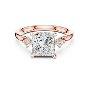 Bague Solitaire Élégante en Or Rose Coupe Princesse, Bijoux de Mariage et de Fiançailles de Luxe, Bagues de Mode Personnalisées en Gros pour Femmes - Product Image 2
