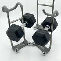 Haltères en acier et caoutchouc antidérapants pour musculation, protection des bras et des épaules, crochet de sécurité robuste et portable pour la gym