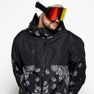 Unisex One-Piece Ski Jumpsuit <b>Waterproof</b> -Tex Breathable Softshell <b>Jacket</b> Pant Set Black <b>Camo</b> Pattern Hooded Zipper Fleece - Product Image 4