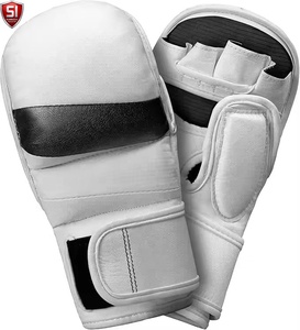 Guantes de Boxeo de Cuero Vacuno Blanco, Guantes de Entrenamiento de Artes Marciales Mixtas, Guantes de Dedos Completos con Logotipo Personalizado - Product Image 1
