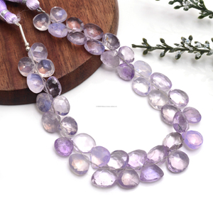 Perles de pierres précieuses en quartz lavande naturel de haute qualité, forme cœur facetté, 8 pouces, pour la fabrication de bijoux, bracelet - Product Image 2