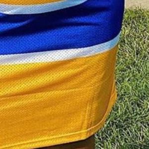 Women Gold Striped <b>Jersey</b> <b>Dress</b> Premium Athletic Style Casual Sportswear Short Sleeve Fashion <b>Dress</b> Custom Team Apparel - Product Image 5