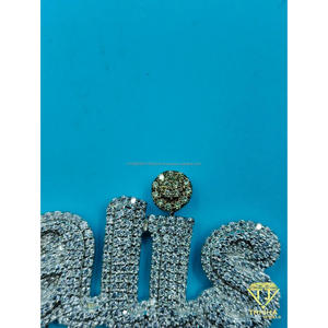 Colgante con Nombre Personalizado, Placa con Nombre Incrustada, Joyería Personalizada, Colgante Hip Hop, Letra de Moissanita Personalizada, Plata de Ley 925, GIA - Product Image 6