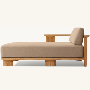 Chaise longue en teck sélectionné, au style moderne, idéale pour se détendre au bord de la piscine - Product Image 1