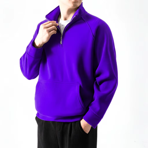 Sudadera de Forro Polar para Hombre, Color Marrón, Cierre de Cremallera de un Cuarto, Corte Regular, Cuello Alto, Estilo Casual para Otoño, Sudadera de Alta Calidad - Product Image 5