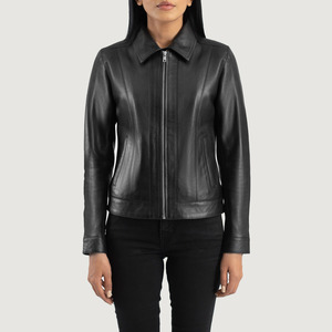 Vestes en cuir véritable pour femmes, col classique noir, haute qualité, style motard et bomber, vente en gros, personnalisables (logo, couleurs, OEM) - Collection 2026 - Product Image 1