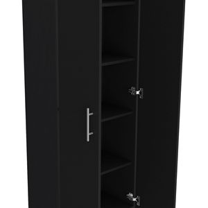 Armadio Dispensa Nero a Due Ante, Alto 170 cm, con 5 Ripiani Interni per l'Organizzazione della Cucina - Product Image 6