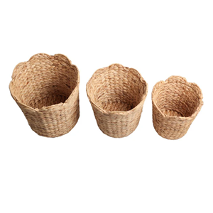 Versatile Woven Waste <b>Bin</b>, Water Hyacinth Basket for Kitchen Bathroom & Office, Natural Fiber Trash Can <b>with</b> Handle From Vietnam - Product Image 3