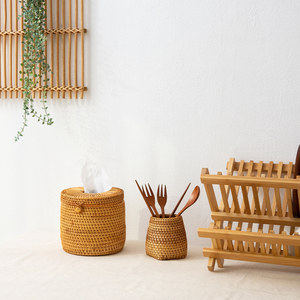 Porte-rouleaux de papier toilette rond, boîte porte-mouchoirs en rotin de qualité supérieure, boîtes prêtes à l'exportation, fabriquées au Vietnam - Product Image 5