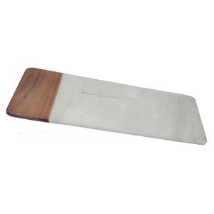 Planche de cuisine en bois et marbre, surface de découpe double matériau, plateau de préparation alimentaire, tapis de table, base de service décorative pour la cuisine - Product Image 1