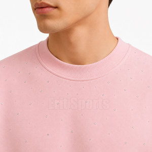 Sudadera de Invierno para Hombre, Cuello Redondo, Mezcla de Algodón Suave, Color Sólido, con Diseño de Logotipo Personalizado, Pedrería, Ecológica y Transpirable - Product Image 5