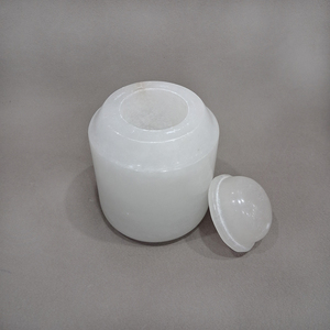 Indian Elegant Aura White Alabaster Marble Salt Cellar Custom Design Kitchen Table <b>Storage</b> Modern Bulk Wholesale Factory Price - Product Image 4