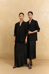 Conjunto de Dos Piezas para Mujer, 78% Poliéster, 18% Rayón, 4% Elastano, Seda, Cuello con Muescas, Manga Larga, Largo, Sólido, Transpirable, Tejido - Product Image 2