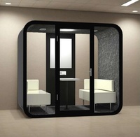 Cabine de réunion de bureau moderne 2 places la plus vendue, design élégant, structure en bois, éclairage LED, modulaire, pour bureau à domicile et appartement