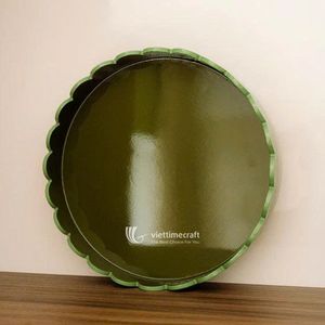 Modern Round Scalloped Lacquered Polished Serving Tray Handmade Eco-Friendly Dish for Daily Use in Home Hotel Restaurant - Product Image 2
