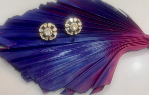 <b>studs</b> earrings in polki stone with gold plated in 925 <b>silver</b> jewelry handmade <b>stud</b> for women wedding jewelry for bridal for girl - Product Image 3