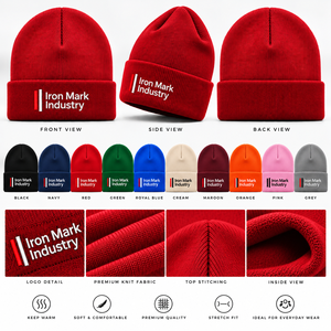Iron Mark Industry <b>Beanie</b> Hat Unisex Adult Knit Winter Breathable & Waterproof 100% <b>Wool</b> Casual Wear 58-60CM Stretch Fit - Product Image 1