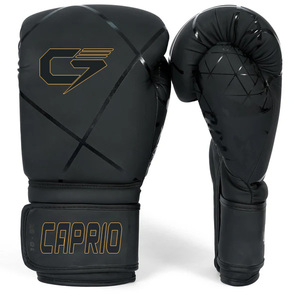 Gants de boxe d'entraînement MMA noirs en cuir PU avec fermeture auto-agrippante, logo personnalisé, OEM, marque privée, paire pour hommes et femmes - Product Image 4