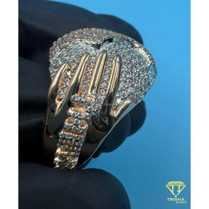 Anillo de Lujo de Plata de Ley 925 con Moissanita y Diamantes, Diseño de Cúpula con Superficie Brillante, para Compradores Mayoristas - Product Image 2