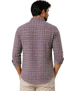 Camisa Casual a Cuadros Morada y Marrón Personalizada para Hombre, Corte Slim Fit, Manga Larga, Botones, Algodón, Elegante, Calidad Premium - Product Image 2