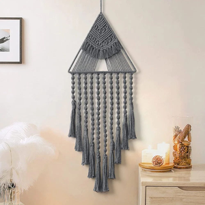 Cotton with Metal frame Modern Macrame Triangle <b>Wall</b> Hanging Tapestry <b>Wall</b> <b>Decor</b> for Bedroom Living Room <b>Nursery</b> 12 x 30 inches - Product Image 5