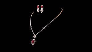 Ensemble de collier plaqué or rose avec diamants de luxe |   Bijoux de mariage avec boucles d'oreilles assorties |   Bijoux Cadeaux de Fête - Product Image 3
