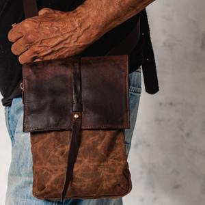 Sac bandoulière en cuir et toile imperméable durable, sac de poitrine décontracté, sac de voyage extérieur, sac à bandoulière zippé, design tendance LCSB-0007 - Product Image 3