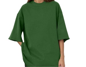 Camiseta informal de verano de gran tamaño de 260gsm para mujer, ropa de calle 2025, de punto con impresión Digital Top, venta al por mayor - Product Image 4