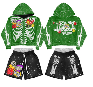 Custom Sweatsuit Track Short Set Nylon Polyester Suit <b>Summer</b> Two Piece Windbreaker Tracksuit Hoodie and Shorts <b>Jacket</b> Sets <b>Men</b> - Product Image 2