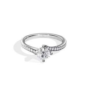 Bague de fiançailles en or rose 14 carats avec diamant rond cultivé en laboratoire couleur DE VVS1, certifiée GIA, bague en or délicate, cadeau d'anniversaire - Product Image 4