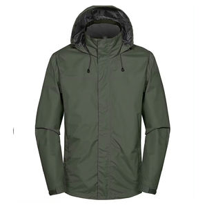 Veste de pluie légère pour homme, imperméable, respirante, coupe-vent, séchage rapide, avec capuche et logo frontal, pour entraînement en extérieur - Product Image 1