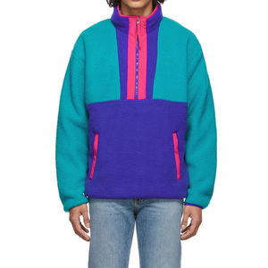 Pakistani Supplier Corduroy Autumn <b>Long</b> Sherpa <b>Jacket</b> Half Zipper Pullover Color Block Design for <b>Men</b> - Product Image 3