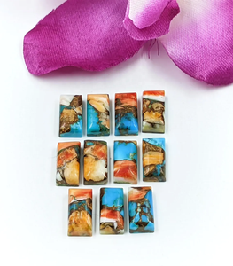 หินมุกคุณภาพ AAA สีเขียวขุ่นทรงบาแกตต์ขนาด 12*6 มม. พลอยธรรมชาติ 100% สำหรับทำเครื่องประดับ ราคาขายส่ง - Product Image 2