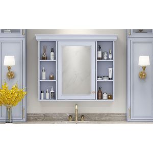 Moderno Armadietto da Bagno a Parete 35 X 28 con Anta a Specchio, Mobiletto Portamedicinali Contemporaneo - Product Image 6