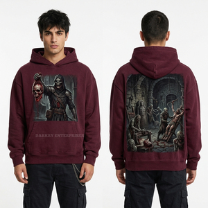 เสื้อฮู้ดดี้สีเขียวมะกอกแบบฟอกกรด ผ้าฟลีซหนานุ่ม พิมพ์ลาย Zombie Commander สไตล์วินเทจ ผลิตโดยผู้ผลิตเสื้อผ้าแบบสั่งทำพิเศษ - Product Image 4