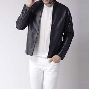 แจ็คเก็ตหนังสีดำสไตล์ไฮสตรีทสำหรับผู้ชาย ดีไซน์ทันสมัย คอตั้ง เสื้อคลุมแฟชั่นคุณภาพสูงสำหรับฤดูหนาว - Product Image 5