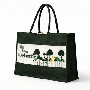 กระเป๋าหิ้วชายหาดผ้ากระสอบปอกระเจาเป็นมิตรกับสิ่งแวดล้อม กระเป๋าช้อปปิ้งผ้าแคนวาสแบบใช้ซ้ำได้ ฝาปิดแบบมีหูเกี่ยว ปิดด้วยแถบตีนตุ๊กแก พิมพ์โลโก้ตามสั่ง กระเป๋าถือสำหรับใส่ของขวัญ - Product Image 5