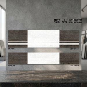 Vistaar Matt Finish Step 120x30cm Riser 120x20cm Carreaux d'escalier en porcelaine antidérapants de 11mm d'épaisseur - Product Image 5