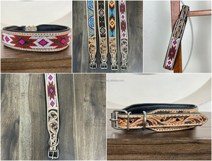 Collar de perro mascota de cuero genuino duradero suave y cómodo de alta calidad, diseño de lujo, Collar de mascota con cuentas de cuero mecanizado a mano - Product Image 3