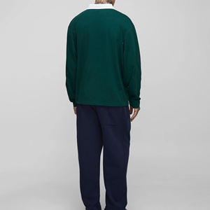 เสื้อรักบี้คุณภาพดีรุ่นใหม่ ระบายอากาศได้ดี กันยับ สีทูโทน กระดุม 3 เม็ด ผ้าฝ้าย 100% แขนยาว ลายทาง - Product Image 6