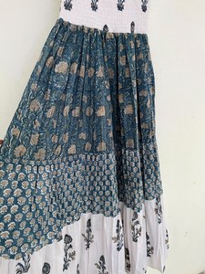 Summer Casual Maxi Ruffled Belt Cotton Pullover for Women Made in India Strapless neckline with Hook Eye Closure - Product Image 3