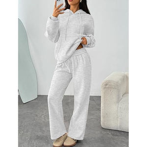 Survêtements décontractés pour femmes en polaire polyester/coton, à manches longues, respirants, à capuche et taille élastique, style automne personnalisé - Product Image 4