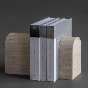 Par de Sujetalibros de Mármol Blanco y Negro, Soporte para Libros de Piedra de Lujo, Elegante Soporte Decorativo para Estantes, Organizador Moderno para Escritorio de Oficina - Product Image 2