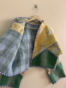 Indian Handmade Quilted Cotton <b>Kantha</b> <b>Jacket</b> For Women Crop <b>Jacket</b> - Product Image 5